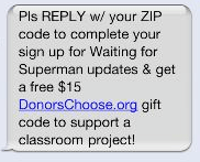 DonorsChoose.Org: FREE $15 Gift Code to Help Teacher/Classroom (Text Offer)