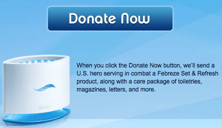 Send a FREE Febreze Set & Refresh product (+ Care Package) to the Troops Serving in Combat