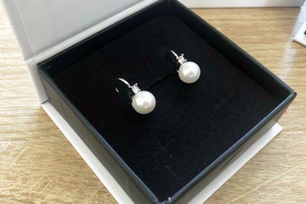 Cate & Chloe 18K White Gold Plated Pearl & Swarovski Crystal Earrings Only $19.60 Shipped